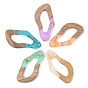 Transparent Resin & Walnut Wood Pendants, with Gold Foil, Teardrop