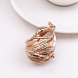Brass Bead Cage Pendants, for Chime Ball Pendant Necklaces Making, Hollow, Swan Charm