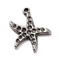 304 Stainless Steel Charms Rhinestone Settings, Starfish