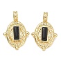 Rack Plating Brass Pave Cubic Zirconia Pendants, Oval with Rectangle Charm, Cadmium Free & Lead Free, Long-Lasting Plated