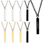 201 Stainless Steel/Brass Coated Iron Rectangle Pendant Necklace