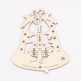 Undyed Wooden Pendants, Christmas Bell