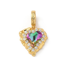 Латунь микропаве прозрачный кубический цирконий европейские подвески с подвесками, разноцветные стеклянные сердечки с большими отверстиями