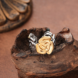 304 открытые кольца-манжеты из нержавеющей стали для женщин, золотые и нержавеющая сталь цвет