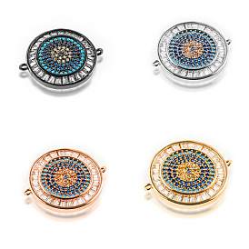 Rainbow micro-inlaid CZ evil eye disc jewelry connector devil's eye DIY jewelry accessories
