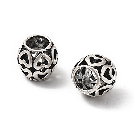 Европейские сплавочные бусины тибетского стиля , бусины с большим отверстием, без свинца, без кадмии и без никеля, RONDELLE с сердцем