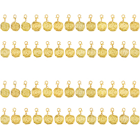 52 шт. 26 стили подвески из сплава украшения, Сплав с застежками когтя омара, плоские круглые с письмом ~ г