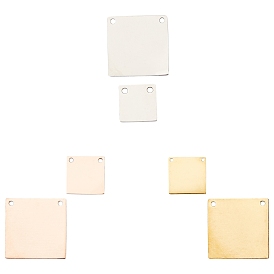 SUNNYCLUE 6Pcs 2 Size 3 Colors 201 Stainless Steel Pendants, Manual Polishing, Square
