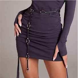 Кольцо из сплава с цепочкой из искусственной кожи для женщин, платина