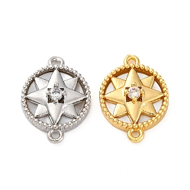 Латунные прозрачные подвески из кубического циркония, с натуральной белой оболочкой, без кадмия, без никеля и без свинца, плоские круглые со звездой