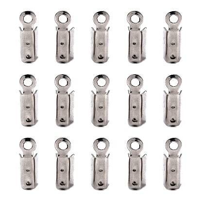 201 из нержавеющей стали раз за обжима концы шнура, 10.5x4.5x4 мм, отверстие : 1 мм