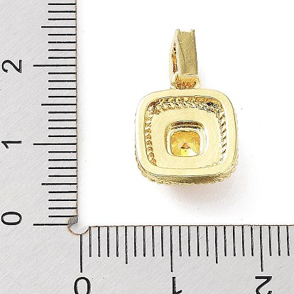Rack Plating Brass Micro Pave Cubic Zirconia Pendants, Cadmium Free & Lead Free, Long-Lasting Plated, Square