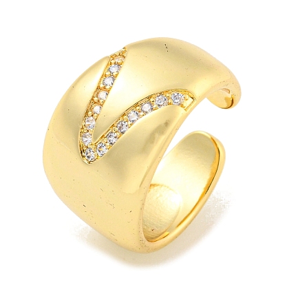 Открытая манжета из латуни с микропаве и прозрачным цирконием для женщин