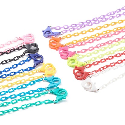 Personalized Opaque Acrylic Cable Chain Necklaces, Handbag Chains, with Plastic Lobster Claw Clasps