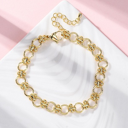 Латунные браслеты-цепочки с кольцами для женщин и мужчин, долговечный, без кадмия и без свинца, стойки покрытие