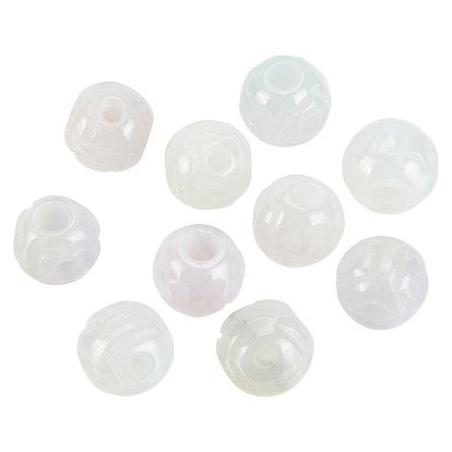 Cuentas de jadeíta natural huecas talladas, Grado A, rondo