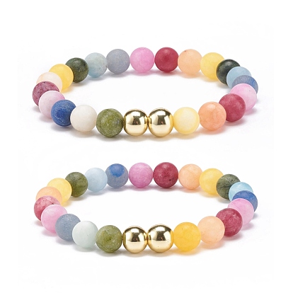 Natural & Synthetic Mixed Gemstone Round Beaded Stretch Bracelet for Women