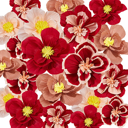 20 Sets 15 Sets Crumpled Paper Flower Party Decoration, with Plastic Hooks