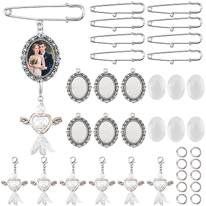 DIY Jewelry Making Kit, Including Iron Brooch Findings, Glass Cabochons, Alloy Pendant Cabochon Settings, Acrylic & Glass Angel Pendant Decorations, 304 Stainless Steel Jump Rings