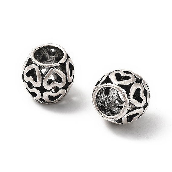 Европейские сплавочные бусины тибетского стиля , бусины с большим отверстием, без свинца, без кадмии и без никеля, RONDELLE с сердцем