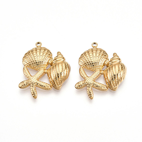 304 подвески из нержавеющей стали, ионное покрытие (ip), подвески в виде морских звезд, ракушек и раковин