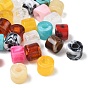 Two Tone Acrylic European Beads, Imitation Jade, Large Hole Beads, Column