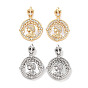 Латунные микро проложить кубического циркония подвески, без кадмия, без никеля и без свинца, с оболочкой, плоский круглый с женскими прелестями