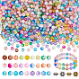 780шт. двухцветные стеклянные бусины и бусины из кракелюра, круглые
