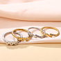 201 Stainless Steel Rhinestone Lightning Bolt Finger Rings for Women