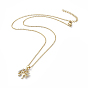 304 Stainless Steel Chain Necklaces, with Brass Micro Pave Cubic Zirconia Pendants, Tree