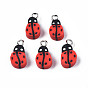 Handmade Polymer Clay Charms, with Platinum Plated Iron Loop, Ladybug