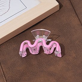 Letter M Plastic Enamel Claw Hair Clips, with Iron Clips, for Women Girls