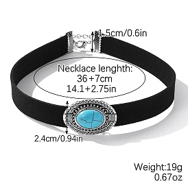 Goth Halloween Synthetic Turquoise Choker Necklaces for Women