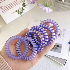 Colorful Hair Accessories Set: Phone Cord Scrunchies, Blue/Purple Headbands and Elastic Hair Ties