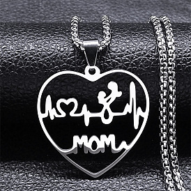 День матери 201 ожерелья из нержавеющей стали с полым вырезом в форме сердца мамы