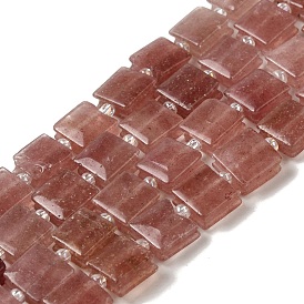 Natural Strawberry Quartz Beads Strands, Square, with Seed Beads