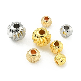 Rack Plated Brass Beads, Long-Lasting Plated, Lead Free & Nickel Free & Cadmium Free, Round with Textured