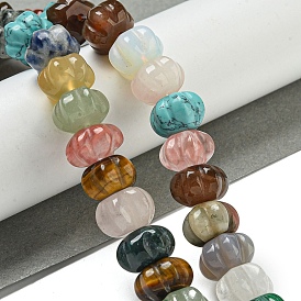 Natural & Synthetic Mixed Gemstone Pumpkin Beads Strands, Mixed Dyed and Undyed