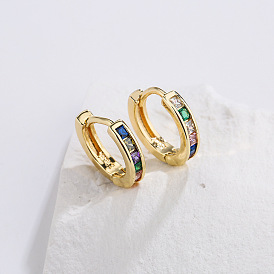 18K Gold Plated Copper Earrings with Micro Inlaid Zircon, Luxurious and Elegant Ear Studs for Women