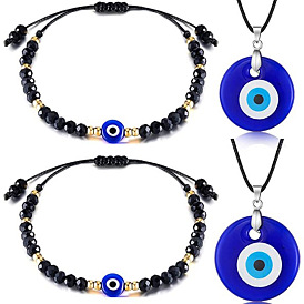 Bracelet mauvais œil bleu, collier en perles de verre, bijoux à breloques turques