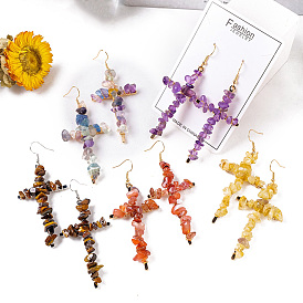 Gemstone Dangle Earring, Cross