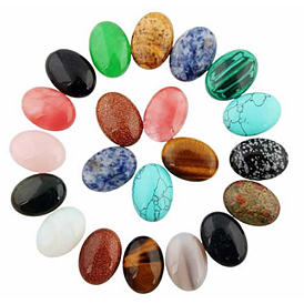 Кабошоны с натуральными / синтетическими драгоценными камнями sunnyclue, разнообразные