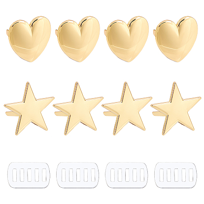 8 наборы 2 стильная сумка из сплава декоративная пряжка зажим, с прокладкой, Сердце и звезда