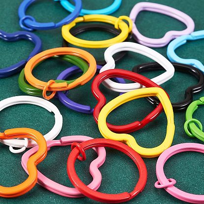 40Pcs 20 Style Spray Painted Iron Split Key Rings, Keychain Clasp Findings