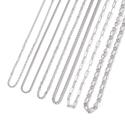 6 шт. 6 стили 304 комплекты ожерелий из нержавеющей стали с цепочкой Фигаро, панцирной цепочкой, коробчатой цепочкой, цепочкой с волнистым плетением и цепочкой-кабелем для женщин, не тускнеет