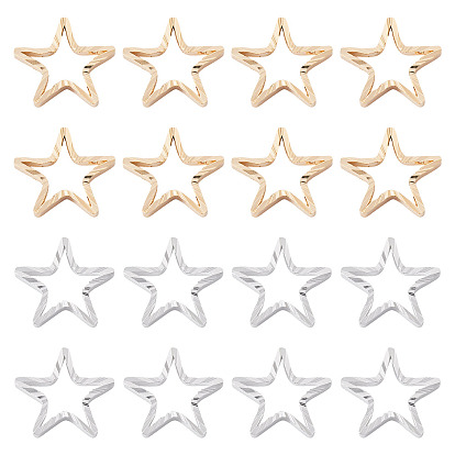 24шт 2 цвета латунные соединительные кольца, долговечный, без кадмия и без свинца, звезда