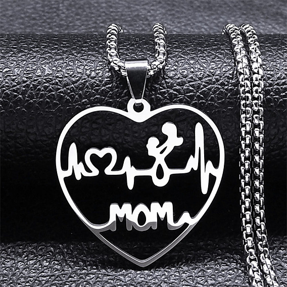 День матери 201 ожерелья из нержавеющей стали с полым вырезом в форме сердца мамы