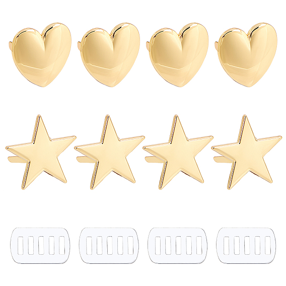 8 наборы 2 стильная сумка из сплава декоративная пряжка зажим, с прокладкой, Сердце и звезда