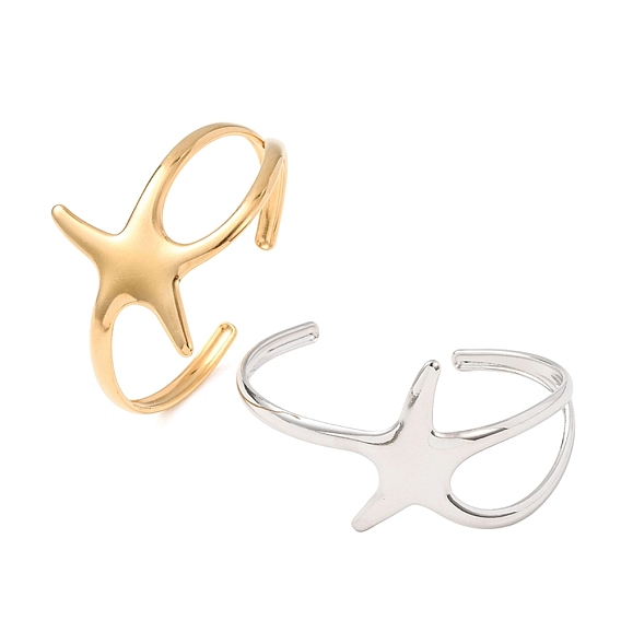 Ocean 304 Stainless Steel Starfish Open Cuff Bangles for Women