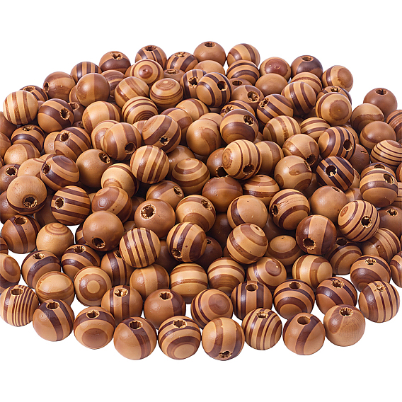 Des perles en bois naturel, teint, ronde, sans plomb